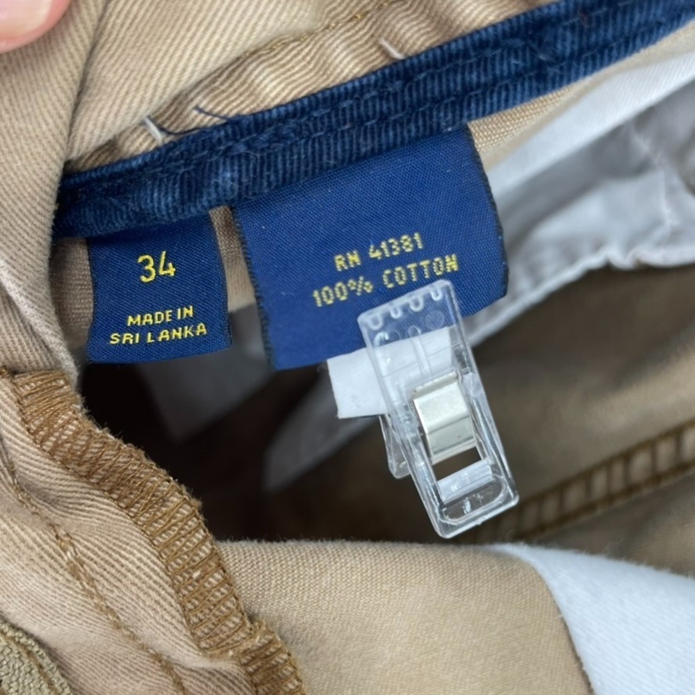 Polo Ralph Lauren Chino Cargo Shorts Men Sz 34 Khaki 100% Cotton Preppy Grunge - Picture 4 of 10